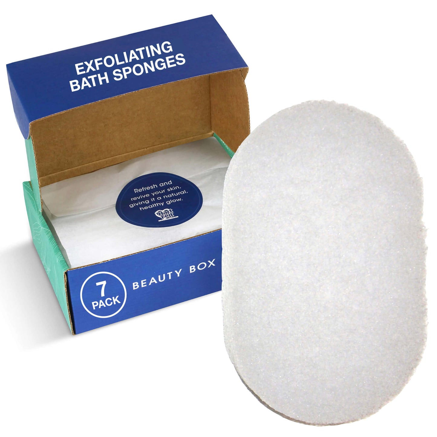 HartFelt white body exfoliating sponge for everyday exfoliation, 7-count