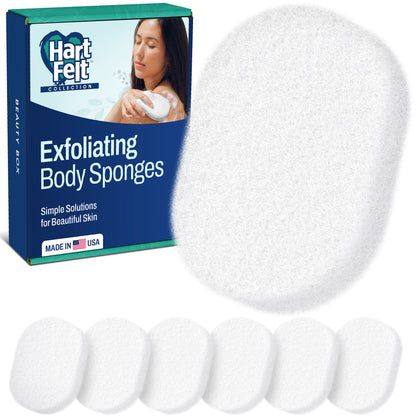 HartFelt white body exfoliating sponge for everyday exfoliation, 7-count