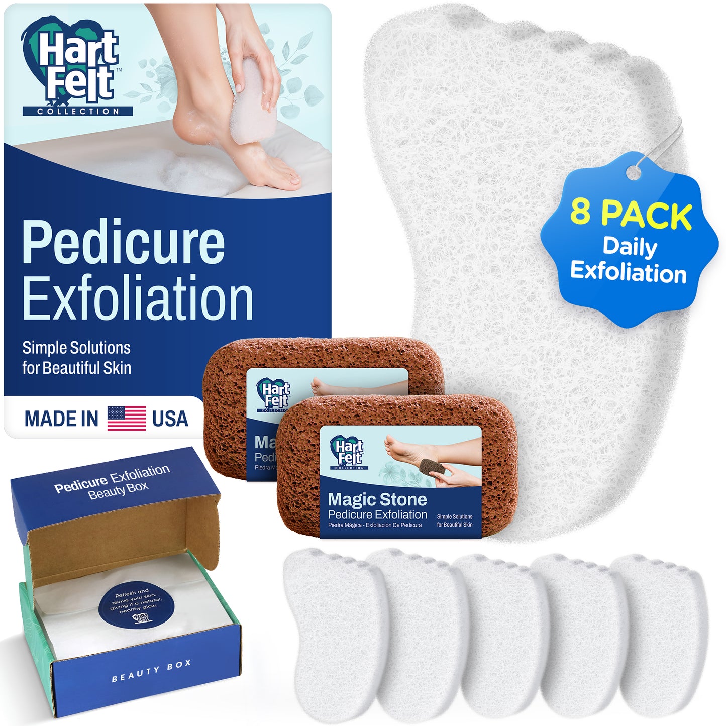 HartFelt Pedicure Exfoliation Beauty Box - 8 Count