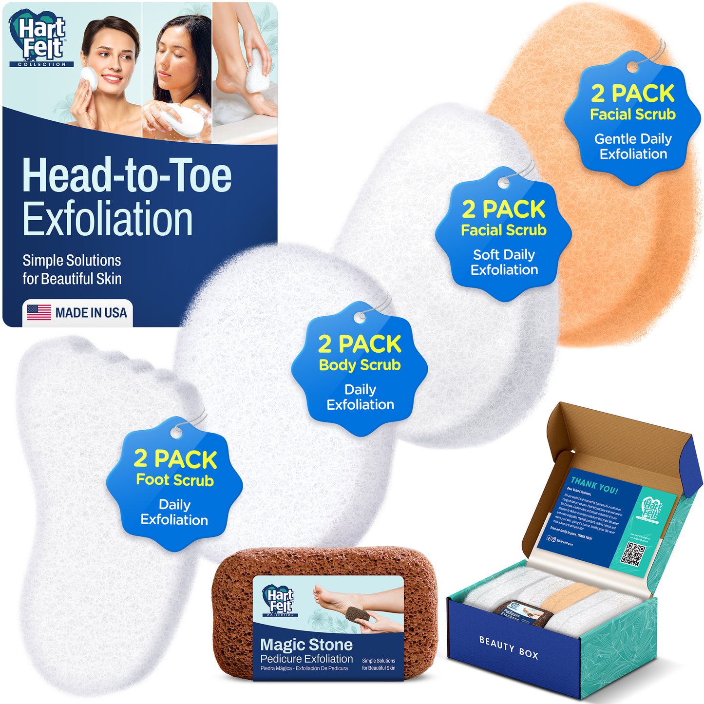 HartFelt Head-To-Toe Exfoliation Beauty Box - 9 Count
