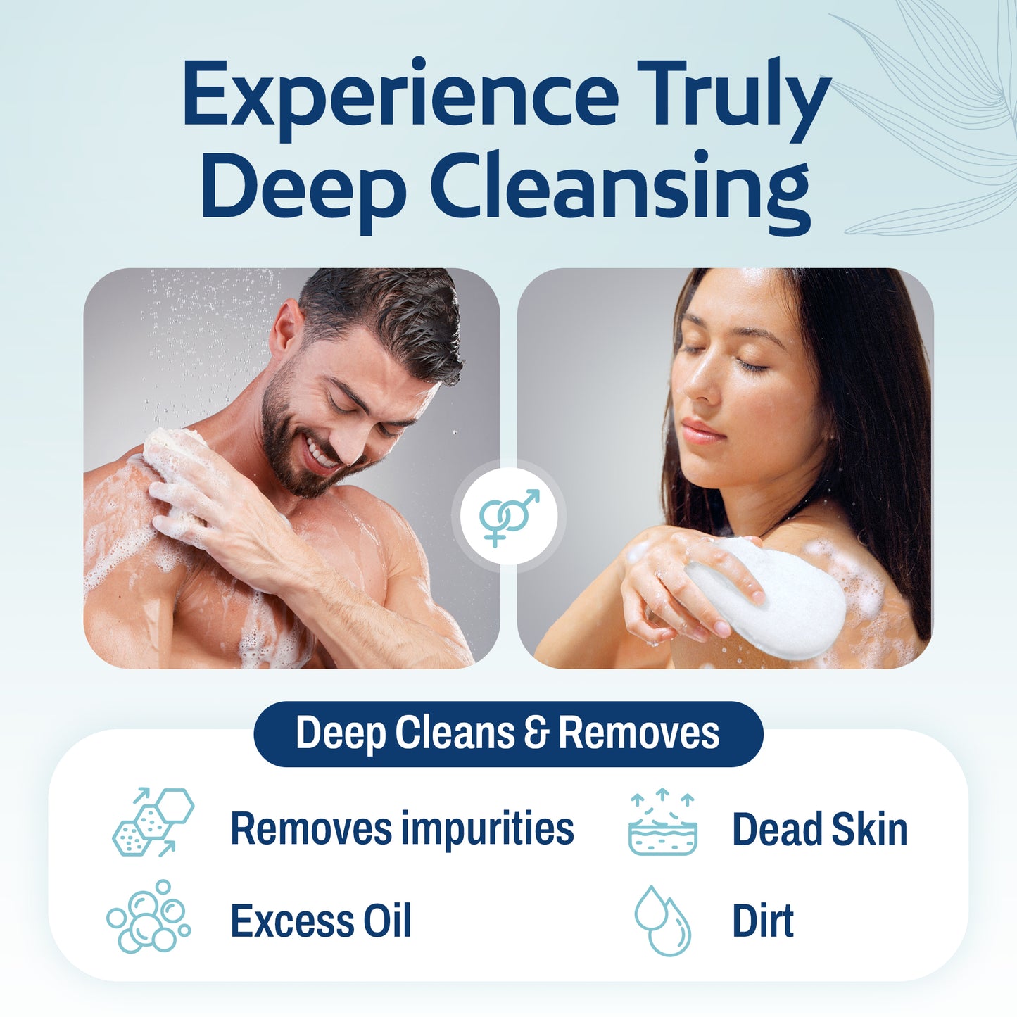 Experience truly deep cleansing with the HartFelt Body Scrub which deep cleans and removes daily impurities, dirt, dead skin, and excess oil - product shown in use for both men and women